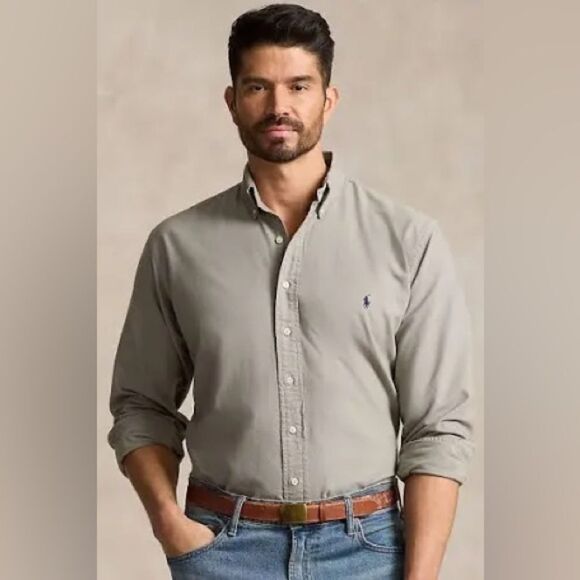 POLO RALPH LAUREN 16.5 “ Curhan Classic Fit Pewter Button Down Shirt - Picture 1 of 13